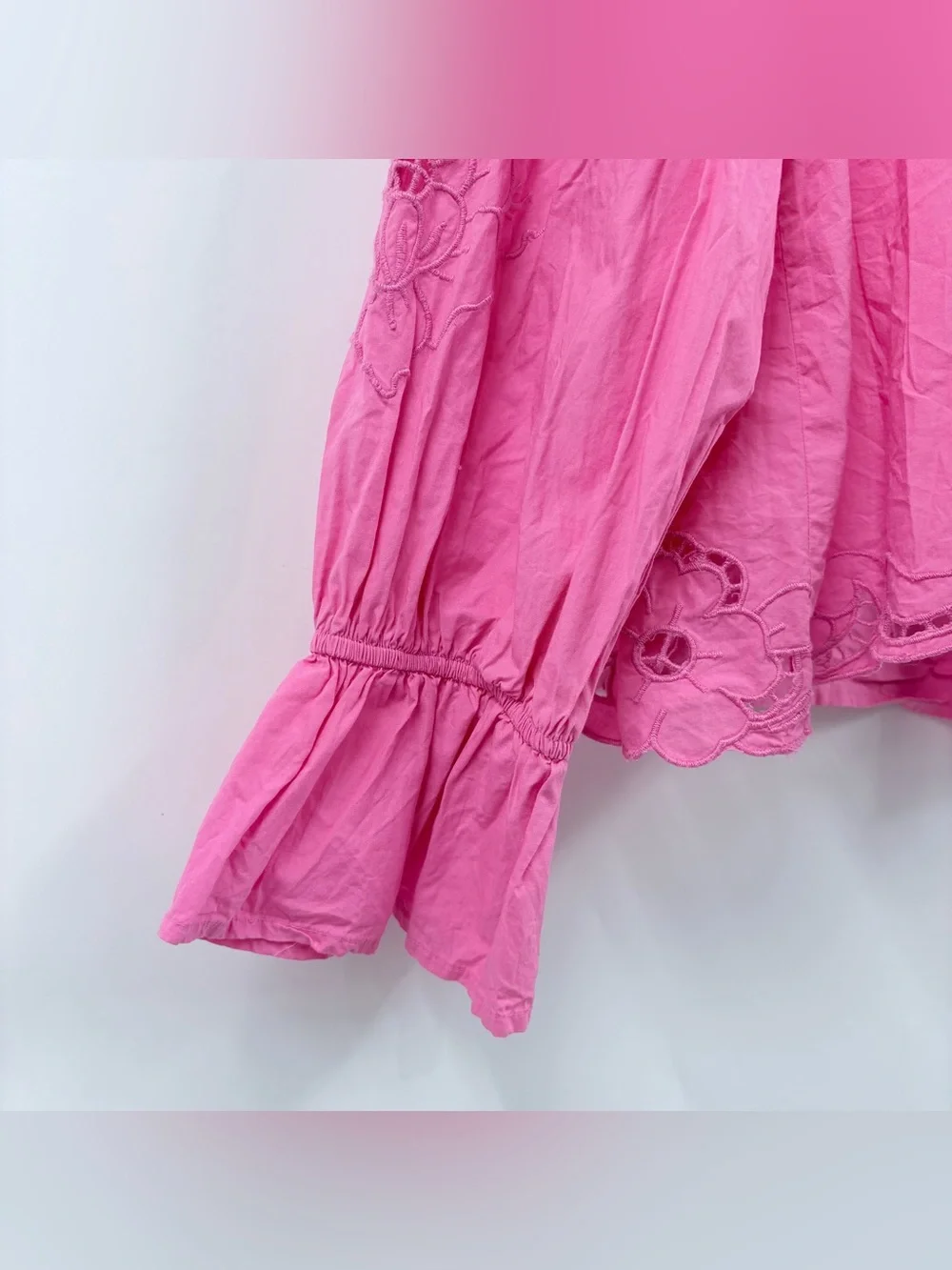 Free People Bubblegum Pink Maisie Cutwork Top